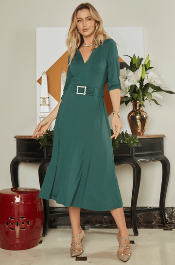 ONE UP - Vestido Fivela Cristal Verde